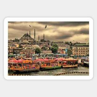 Turkey. Istanbul. Eminönü district. View from Galata bridge. Sticker